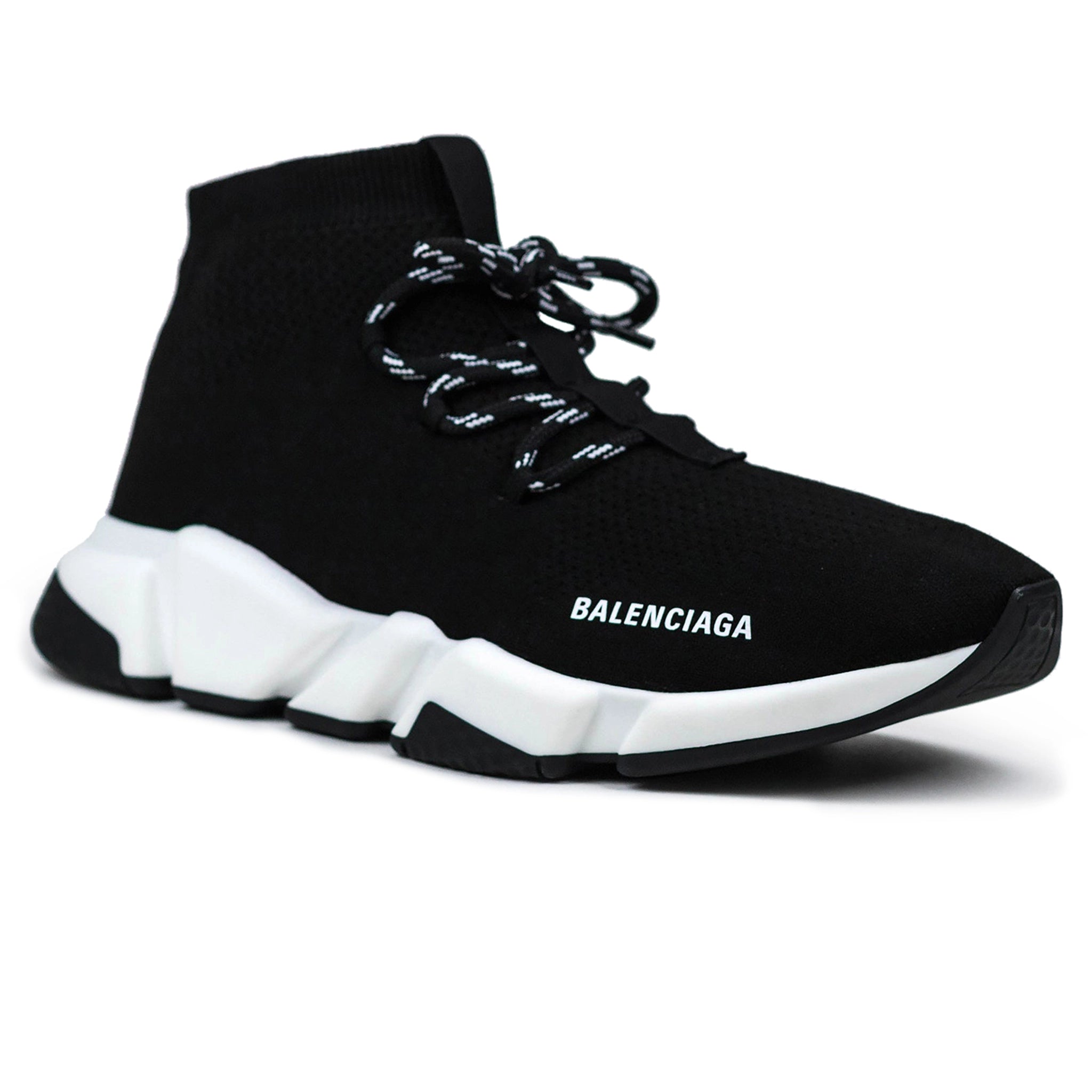 Image of Balenciaga Speed Knit Lace Sock Black White
